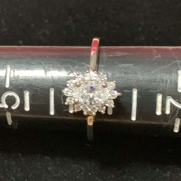 LUSTRO STELLA Made with Finest CZ Halo Ring in Platinum Over Sterling Silver - Picture 10 of 10